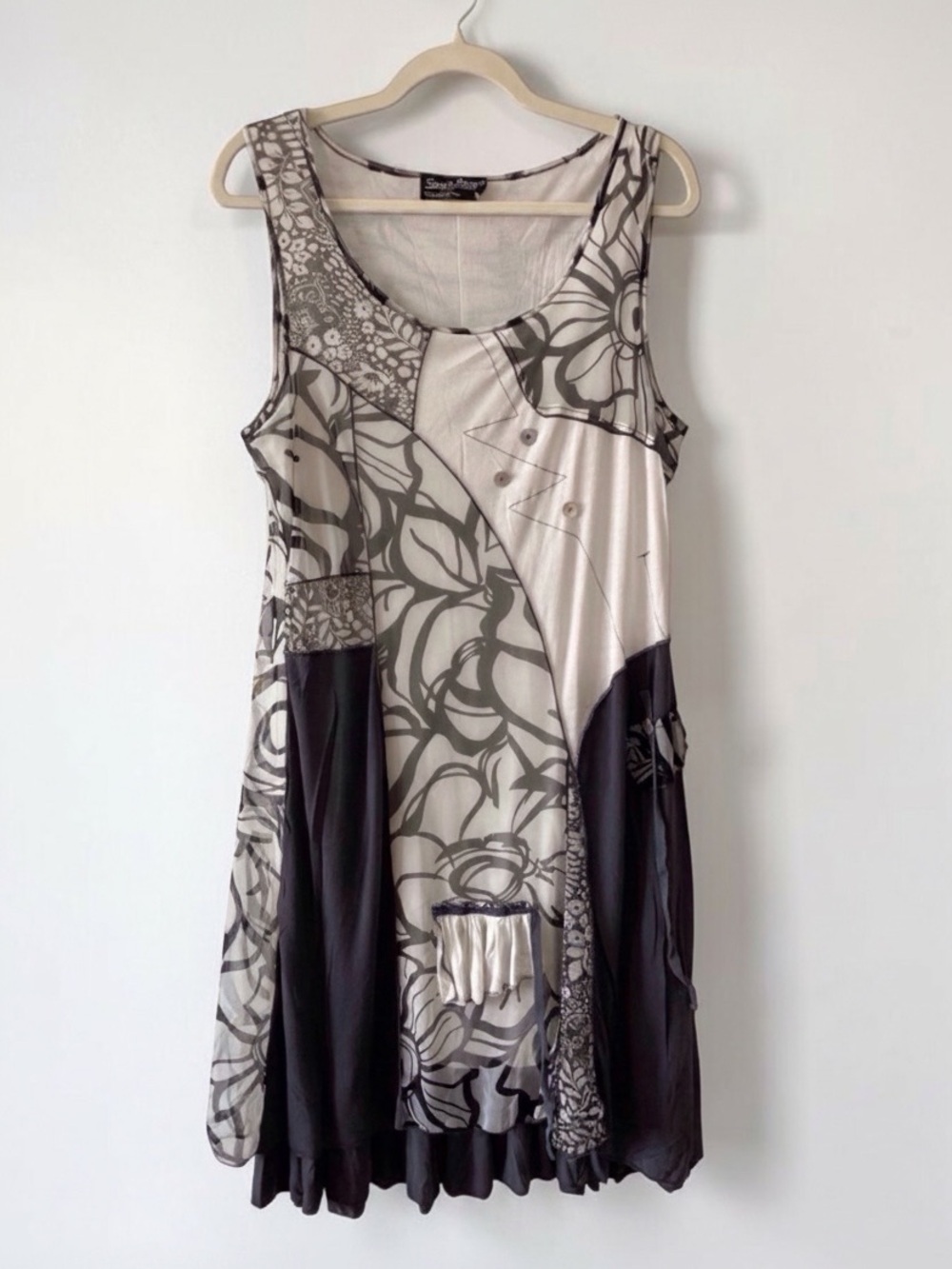 Tango Mango, Mixed Media Mesh Dress, Women’s, XL, summer Boho Patchwork